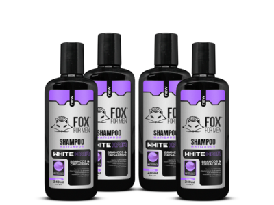 MATIZADOR-4 SHAMPOO MATIZADOR WHITE HAIR 240ml - 04 UNIDADES - FOX FOR MEN
