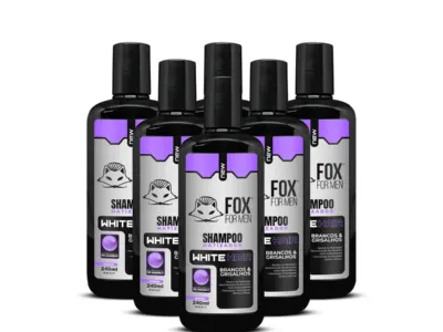 SHAMPOO MATIZADOR WHITE HAIR 240ml - 6 UNIDADES - FOX FOR MEN