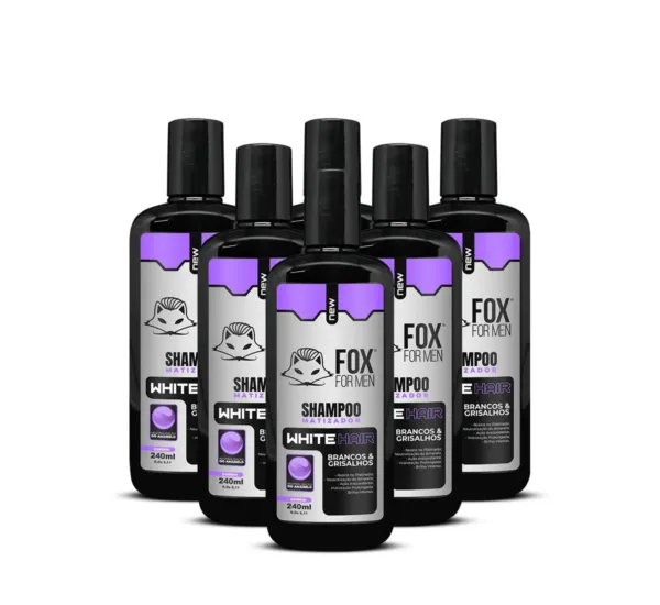 SHAMPOO MATIZADOR WHITE HAIR 240ml - 6 UNIDADES - FOX FOR MEN SHAMPOO MATIZADOR WHITE HAIR 240ml - 6 UNIDADES - FOX FOR MEN