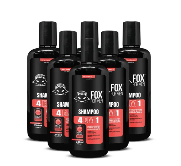 SHAMPOO 4 EM 1 240ML - FOX FOR MEN - 6 UNIDADES SHAMPOO 4 EM 1 240ML - FOX FOR MEN - 6 UNIDADES