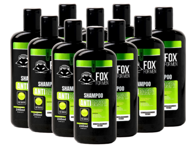10 Shampoo Anti-Caspa 240ml - Fox For Men - 10 Unidades