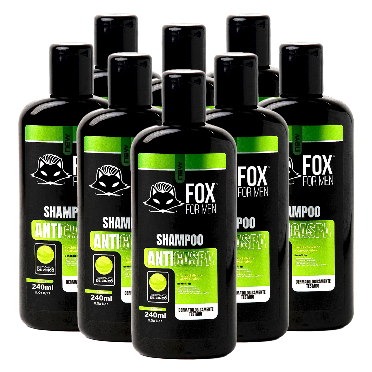 Shampoo Anti-Caspa 240ml - Fox For Men - 8 Unidades - FOX FOR MEN