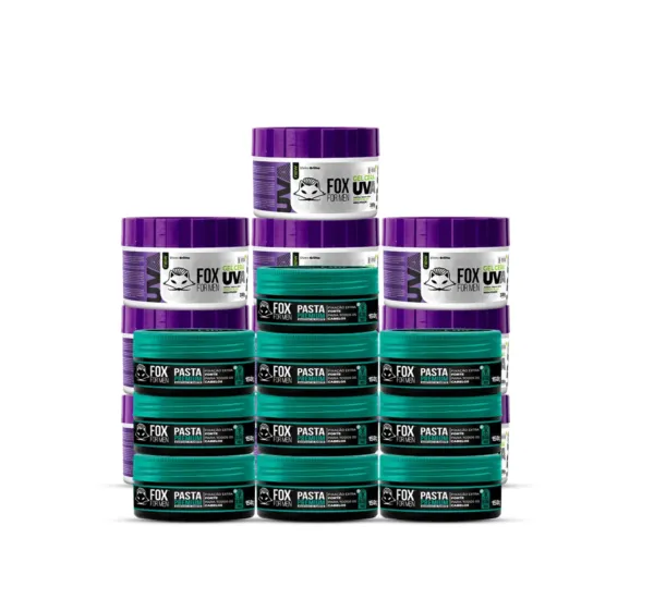 KIT 10 GEL CERA UVA 300G + 10 PASTA PREMIUM 150G FOX FOR MEN KIT 10 GEL CERA UVA 300G + 10 PASTA PREMIUM 150G FOX FOR MEN