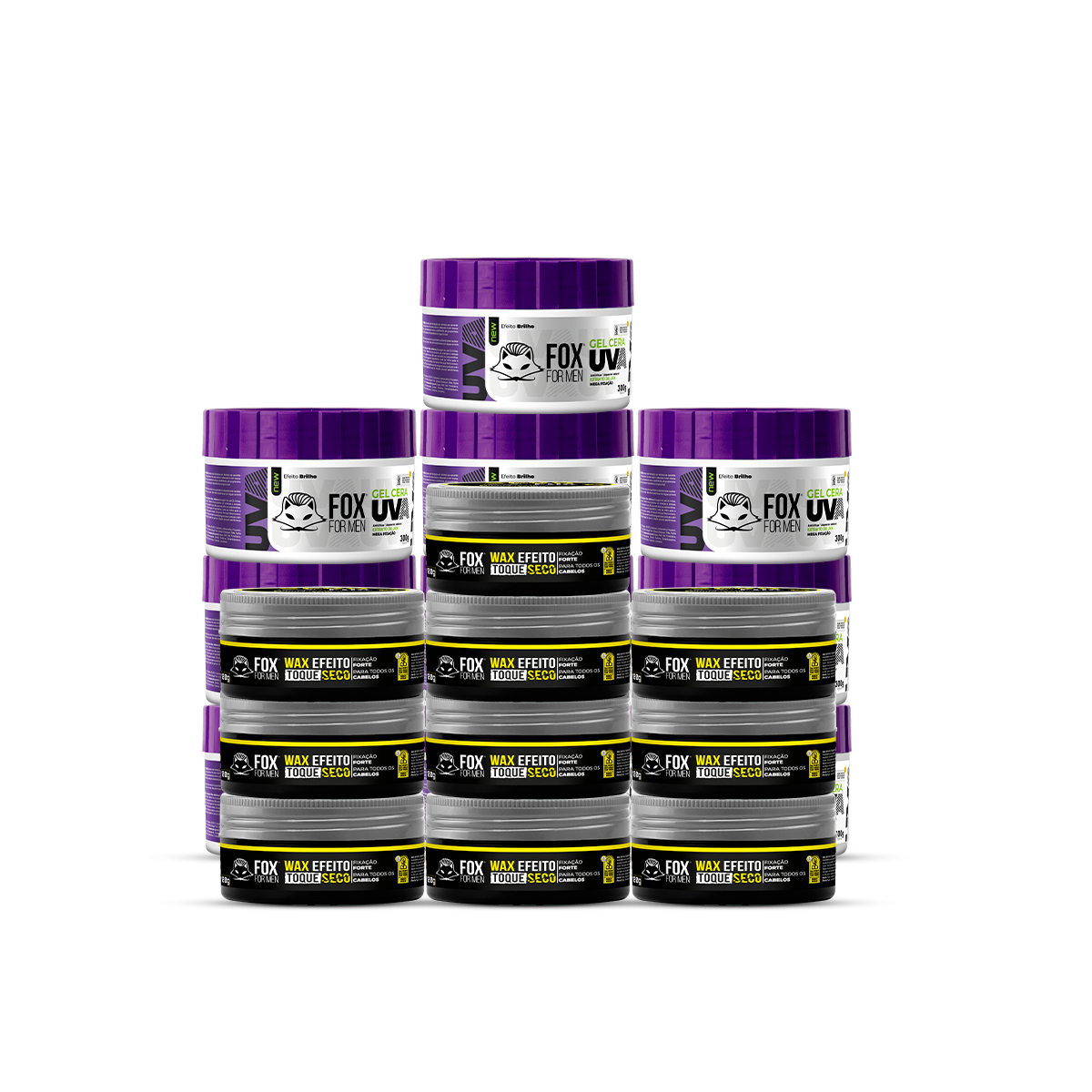KIT 10 GEL CERA UVA 300G + 10 PASTA EFEITO SECO 120G FOX FOR MEN