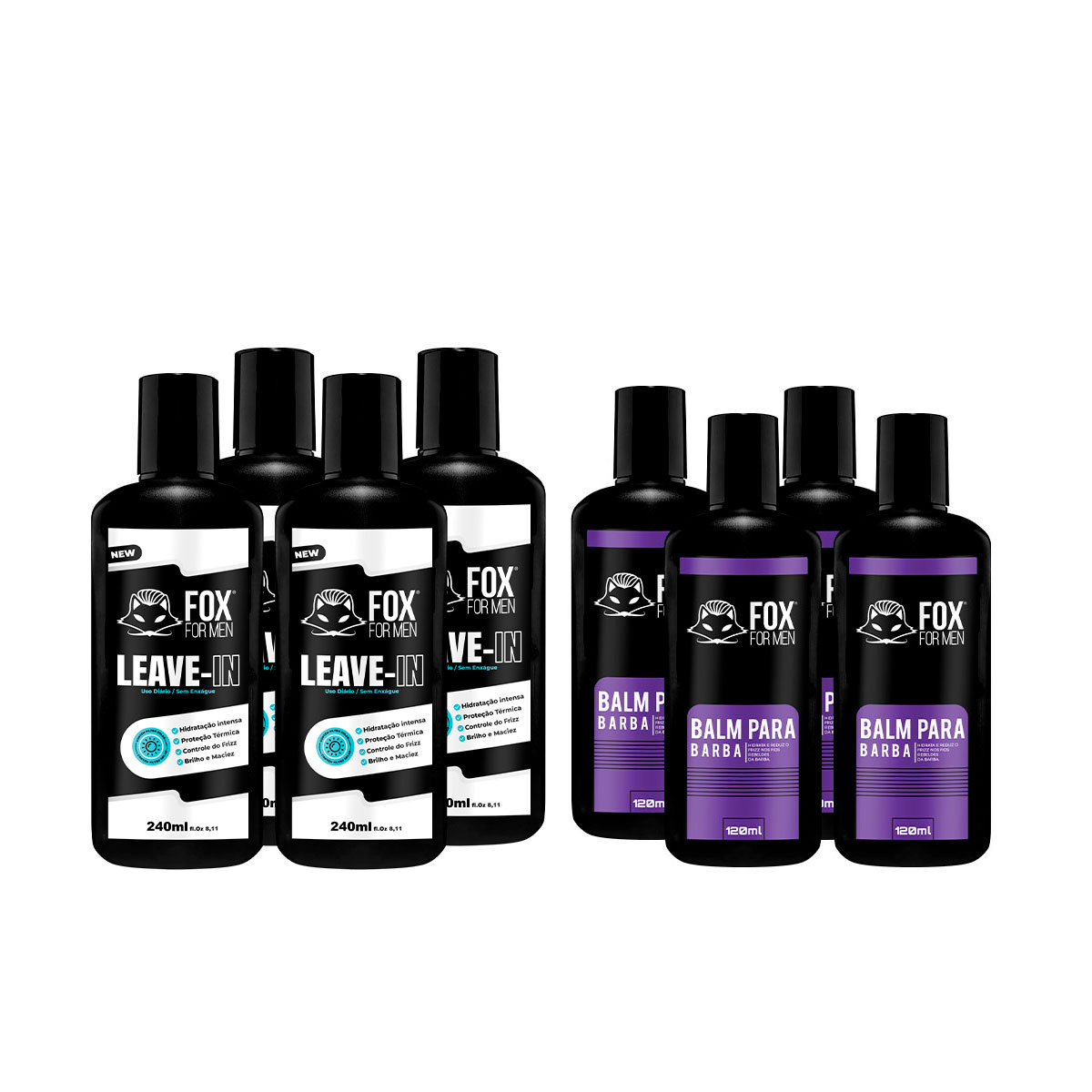 KIT 4 LEAVE IN + 4 BALM FOX FOR MEN - FOX FOR MEN