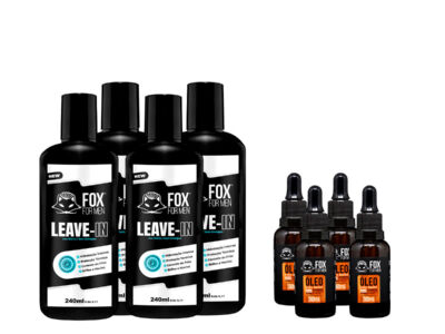 KIT 4 LEAVE IN + 4 ÓLEO EM GOTAS FOX FOR MEN