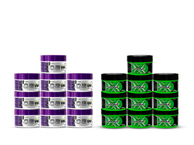 combo gel uva e mega stone KIT 10 GEL CERA UVA 300G + 10 GEL MEGA STONE 250G FOX FOR MEN