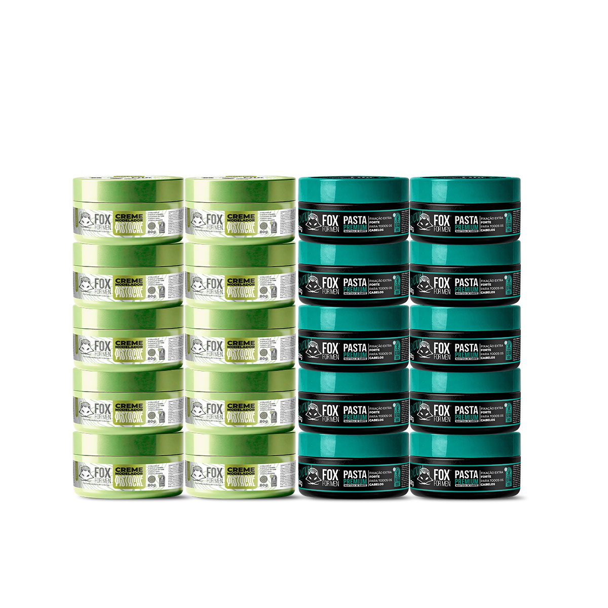 KIT 10 CREME PISTACHE + 10 PASTAS PREMIUM 80G - FOX FOR MEN - FOX