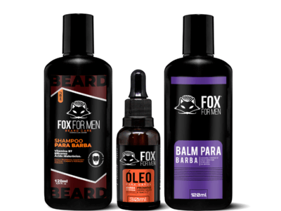 SHAMPOO PARA BARBA E ÓLEO EM GOTAS E BALM