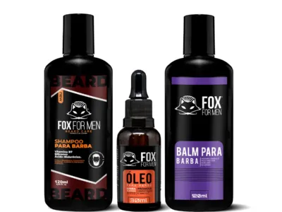 SHAMPOO PARA BARBA E ÓLEO EM GOTAS E BALM