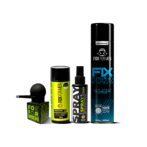 FIBRA CAPILAR PRETO + APLICADOR + SPRAY FIXADOR + LAQUÊ