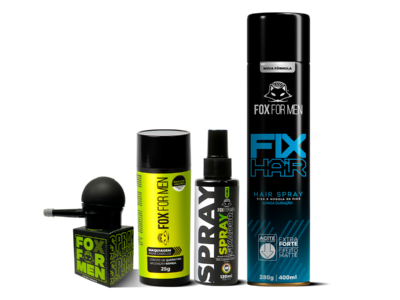 Combo completo spray fixador preto FIBRA CAPILAR PRETO + APLICADOR + SPRAY FIXADOR + LAQUÊ