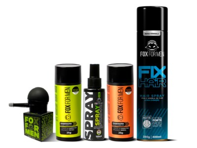 KIT CAPILAR COMPLETO – FIBRAS + APLICADOR + FIXADOR +LAQUÊ